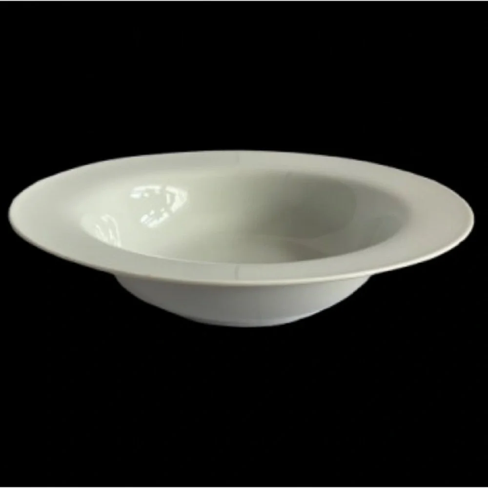 Pier 1 Luminous White Porcelain Rimmed Soup Salad Pasta Bowl 8.5” Discontinued
